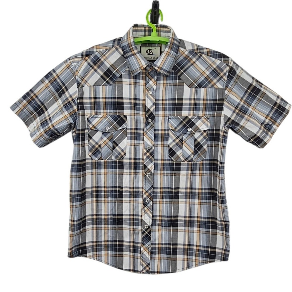 Coevals Club Pearl Snap Plaid Short Sleeve Shirt Men's Large